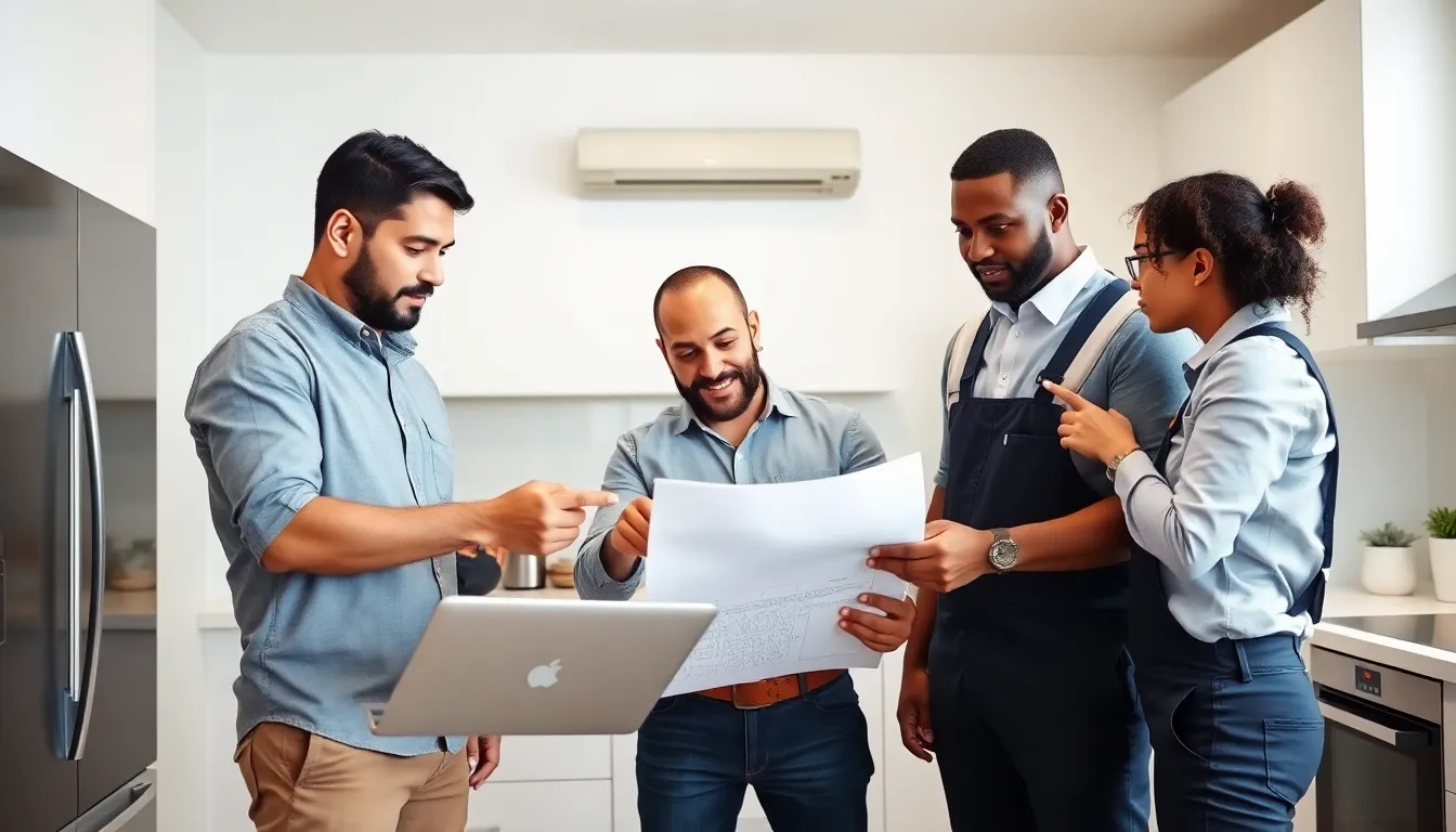 diverse professionals collaborating on home service solutions.